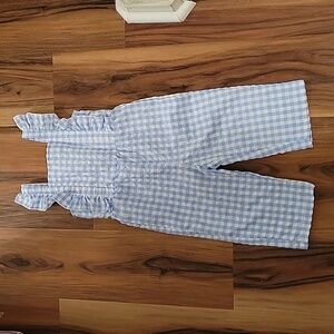 Plaid Jumpsuit blue white Dorathy Wizard of Oz ruffle top jumper picnic cute